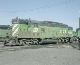 Burlington Northern diesel locomotive 1626 at Pasco, Washington in 1980.