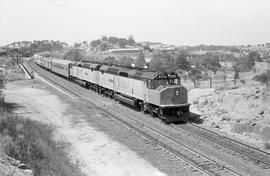 Amtrak diesel locomotive 629 at an unknown location in August 1975.