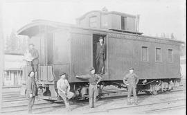 Northern Pacific Railroad Caboose, Number 1481 at South Prairie, Washington, circa 1895.