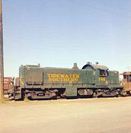 Tidewater Southern Railway Diesel Locomotive Number 746 at Modesto, California in June 1974.