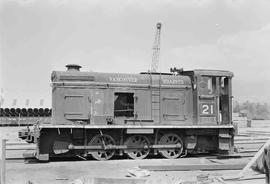 Vancouver Wharves Locomotive Number 21 at North Vancouver, British Columbia in June, 1972.