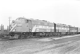 Burlington Northern diesel locomotive 9806 at Ellensburg, Washington in 1971.