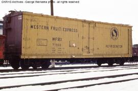 Western Fruit Express Refrigerator Car WFBX 71966 at Denver, Colorado, 1965