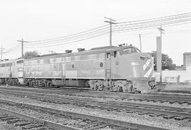 Burlington Northern diesel locomotive 9965 at Chicago, Illinois in 1972.