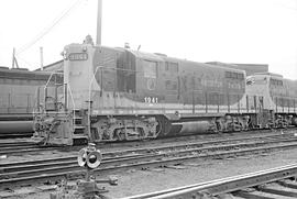 Burlington Northern diesel locomotive 1941 at Minneapolis, Minnesota in 1973.