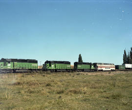 Burlington Northern Railroad trailer on flat car train 7815 at Edwall, Washington, on August 4, 1...