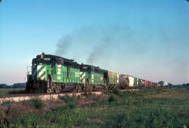 Burlington Northern Diesel Locomotives Number 2233, Number 2242 at Nickerson, Nebraska in 1981