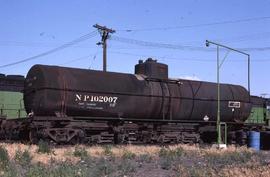 Northern Pacific tank car 102007 at Pasco, Washington, in 1984.
