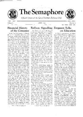 Great Northern Railway Club 'THE SEMAPHORE', April 1924