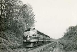 Great Northern Railway diesel locomotive 376 at Golden Gardens, Washington, undated.