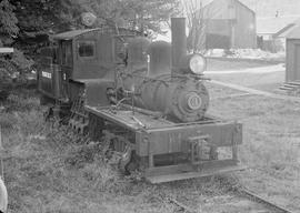 Polson Logging Company Steam Locomotive Number 3 at Railroad Camp, Washington, circa 1948.