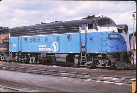 Burlington Northern Diesel Locomotives 676 at Whitefish, Montana, 1970