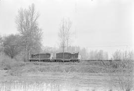 Burlington Northern diesel locomotive 1855 at Tacoma, Washington in 1972.