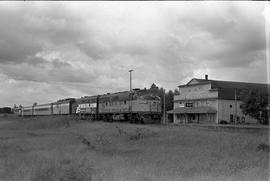 Amtrak diesel locomotives 9758 and 9760 at Roy, Washington on June 27, 1971.