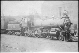 Northern Pacific steam locomotive 734 at Seattle, Washington, circa 1890.