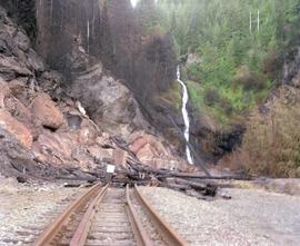 Burlington Northern track at Martin, Washington, in 1988.