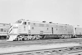 Burlington Northern diesel locomotive 9975 at Chicago, Illinois in 1972.