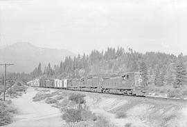 Southern Pacific Railroad diesel locomotive number 4388 at Mt. Shasta, California in 1977.