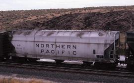 Northern Pacific hopper car number 76318 at Kiona, Washington, in 1986.
