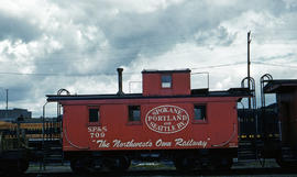 Spokane, Portland and Seattle Railway caboose 709 at Portland, Oregon in 1962.