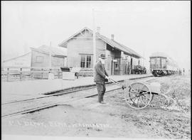 Northern Pacific station at Elma, Washington, circa 1900.