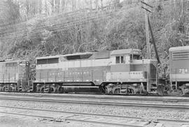 Burlington Northern diesel locomotive 2510 at Tacoma, Washington in 1971.