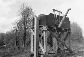 Pacific Coast Railroad water tank at Black Diamond, Washington, circa 1953.