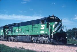 Burlington Northern Diesel Locomotives Numbers 5520 and 5562 at Sterling, Colorado in 1981