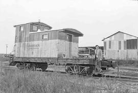 Rayonier Incorporated Wood Caboose Number 3 at Bayshore, Washington in November 1975.