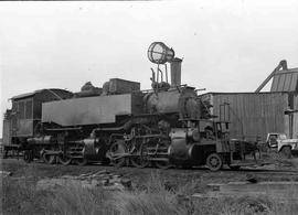 Simpson Timber Company Steam Locomotive Number 8 at Bayshore, Washington in November 1975.