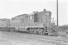 Burlington Northern diesel locomotive 1855 at Tacoma, Washington in 1971.