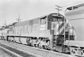 Burlington Northern diesel locomotive 5732 at Tacoma, Washington in 1971.