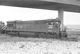 Burlington Northern diesel locomotive 5756 at Auburn, Washington in 1971.