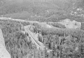 Northern Pacific North Coast Limited at Borup Loop in Cascade Mountains in 1962.