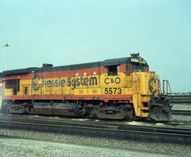 Chesapeake and Ohio Railway diesel locomotive 5573 at Waycross, Georgia on July 30, 1987.