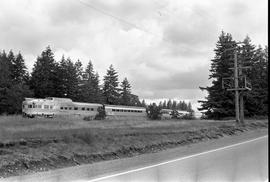 Amtrak special train for the Pacific Northwest Electric Railway Association travels between Raini...