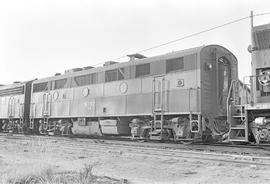 Burlington Northern diesel locomotive 9707 at Tacoma, Washington in 1971.