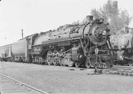 Northern Pacific steam locomotive 2665 at Missoula, Montana, circa 1946.