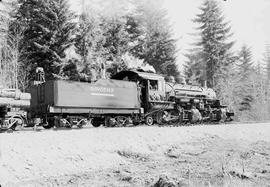 Rayonier Incorporated Steam Locomotive Number 38 at Railroad Camp, Washington in March, 1962.