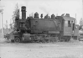 Port Angeles Western Steam Locomotive Number 2 at Sappho, Washington, circa 1947.
