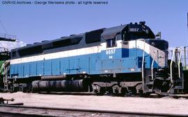 Burlington Northern Diesel Locomotive 327 at Denver, Colorado, 1972