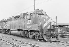 Burlington Northern diesel locomotive 2078 at Vancouver, Washington in 1976.