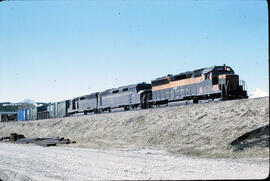 Burlington Northern Diesel Locomotives 6436, 430, 3613 at Glacier Park, Montana, 1970