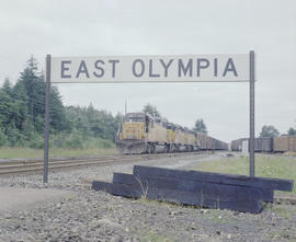 Union Pacific Railroad diesel locomotive number 2000 at East Olympia, Washington in 1980.