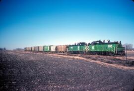 Burlington Northern Diesel Locomotives Number 995 and Number 993 West of Milnor, North Dakota In ...