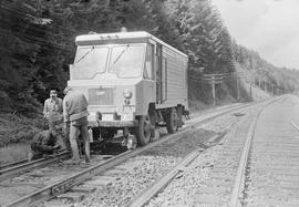Northern Pacific Railroad Hy-Rail Car Number 2 at Easton, Washington, circa  1962.