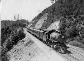 Northern Pacific steam locomotive 2110 at Stampede, Washington, circa 1925.