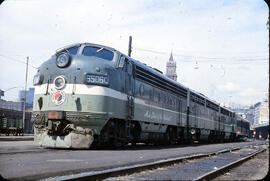 Northern Pacific Diesel Locomotive 6506C, 6503B, 6503C at Seattle, Washington, 1962
