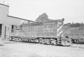 Burlington Northern diesel locomotive 1782 at Auburn, Washington in 1974.