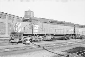 Burlington Northern diesel locomotive 6414 at Seattle, Washington in 1973.